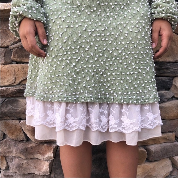 Altar’d State Lace Trim Polka Dot Sweater Dress - Picture 5 of 5
